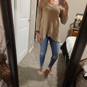 Cold shoulder sweater